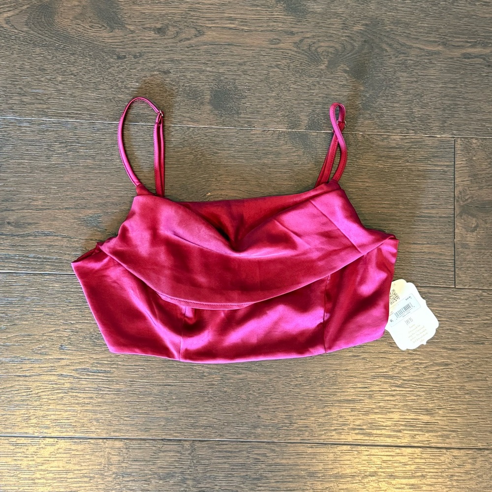 New | Altar’d State Fuchsia Satin Crop Top